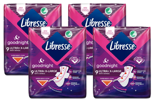 Libresse Ultra Goodnight Maandverband XL Multiverpakking 4x9ST Libresse Ultra Goodnight Maandverband XL Multiverpakking 4x9ST