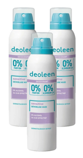 Deoleen Deodorant Aerosol Sensitive 0% Multiverpakking 3x150ML Deoleen Deodorant Aerosol Sensitive 0% Multiverpakking 3x150ML