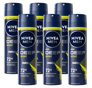 Nivea Men Deep Sport Deodorant Spray Voordeelverpakking 6x150ML 