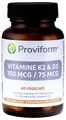 Proviform Vitamine K2 100 mcg & D3 75 mcg Capsules 60VCP Proviform Vitamine K2 100 mcg & D3 75 mcg Capsules 60VCP