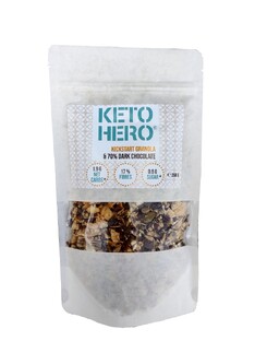 Keto Hero Kickstart Granola & 70% dark Chocolate 250GR Keto Hero Kickstart Granola & 70% dark Chocolate 250GR