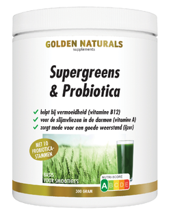 Golden Naturals Supergreens & Probiotica Poeder 300GR Golden Naturals Supergreens & Probiotica Poeder 300GR