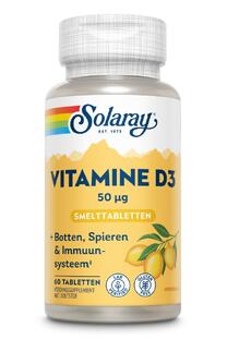 Solaray Vitamine D3 Smelttabletten 50ug 60TB