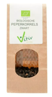 Vitiv Zwarte Peper Korrels Bio 40GR Vitiv Zwarte Peper Korrels Bio 40GR