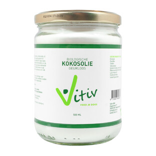 Vitiv Biologische Kokosolie Geurloos 500ML Vitiv Biologische Kokosolie Geurloos 500ML