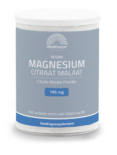 Mattisson HealthStyle Vegan Magnesium Citraat Malaat Poeder 125GR Mattisson HealthStyle Vegan Magnesium Citraat Malaat Poeder 125GR