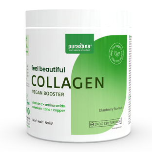 De Online Drogist Purasana Vegan Booster Collageen Poeder - Blauwe bes 240GR aanbieding