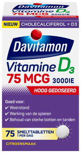 De Online Drogist Davitamon VItamine D3 75 mcg Smelttablet 75TB aanbieding