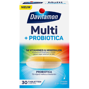 De Online Drogist Davitamon Multi + Probiotica Tabletten 30TB aanbieding
