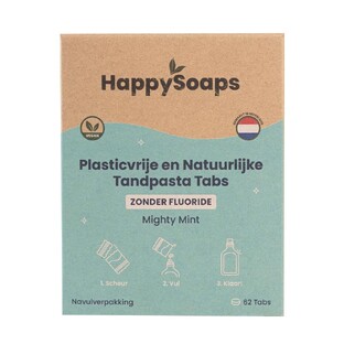 HappySoaps Zonder Fluoride Tandpasta Navulling Tabs 130GR HappySoaps Zonder Fluoride Tandpasta Navulling Tabs 130GR