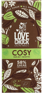 Lovechock Cosy Vegan Hazelnoot Chocolade Tablet 70GR Lovechock Cosy Vegan Hazelnoot Chocolade Tablet 70GR
