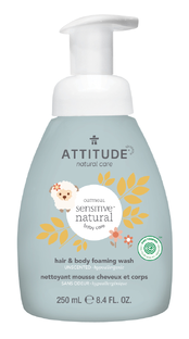 Attitude Oatmeal Sensitive Natural Baby Care Hair & Body Natural Foaming Wash 250ML Attitude Oatmeal Sensitive Natural Baby Care Hair & Body Natural Foaming Wash 250ML