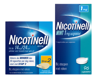 Nicotinell Combineer Pleister 14 mg (7st) en Zuigtablet Mint 1 mg (96st) - 2 Stuks