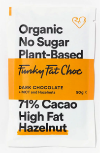 Funky Fat Foods Funky Fat Choc Dark Chocolate Hazelnoot 50GR