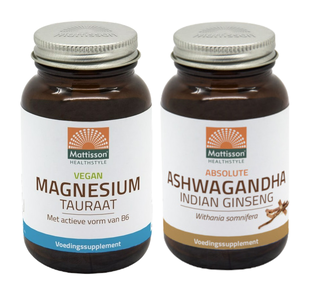 Mattisson HealthStyle - Vegan Magnesium Tauraat Capsules en Ashwagandha Tabletten - 2 Stuks
