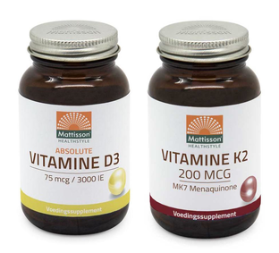 Mattisson HealthStyle - Vitamine D3 75mcg en Vitamine K2 200mcg - 2 Stuks