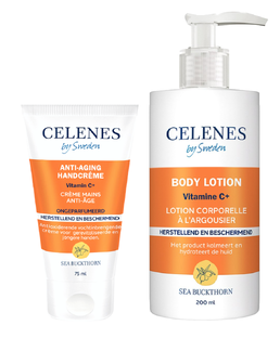 Celenes by Sweden Sea Buckthorn Huidverzorgingsset - Handcrème en Bodylotion - 2 Stuks Celenes by Sweden Sea Buckthorn Huidverzorgingsset - Handcrème en Bodylotion - 2 Stuks