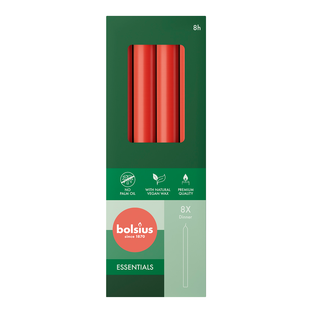 Bolsius Dinerkaarsen Delicate Red 230/20 8ST Bolsius Dinerkaarsen Delicate Red 230/20 8ST