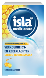Isla Medic Acute Citrus Honing Keelpastilles 50ST Isla Medic Acute Citrus Honing Keelpastilles 50ST