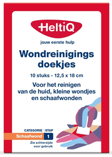 HeltiQ Wondreinigingsdoekjes - Schaafwond Stap 1 - 10ST HeltiQ Wondreinigingsdoekjes - Schaafwond Stap 1 - 10ST