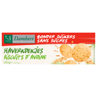 Damhert Haver Koekjes - Zonder Suikers 160GR Damhert Haver Koekjes - Zonder Suikers 160GR