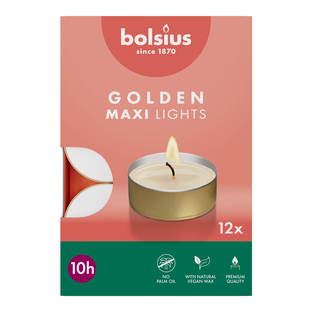 Bolsius Theelicht Golden Maxi Lights 12ST Bolsius Theelicht Golden Maxi Lights 12ST