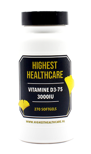 Highest Healthcare Vitamine D3-75 3000IU Softgels 270CP Highest Healthcare Vitamine D3-75 3000IU Softgels 270CP