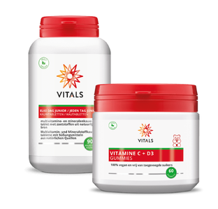 Vitals Elke Dag Junior & Vitals Vitamine C + D3 Gummies Combi 2ST Vitals Elke Dag Junior & Vitals Vitamine C + D3 Gummies Combi 2ST