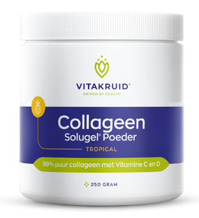 De Online Drogist Vitakruid Collageen Solugel® poeder met vitamine C & D - Tropical 250GR aanbieding