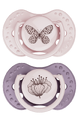 Difrax LOVI Dynamic Pacifier 0-3 Months Botanic Pink Purple - Fopspeen 2ST