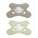 Difrax Fopspeen Natural Siliconen 6-12 Maanden Stone/Sage 2ST Voorkant verpakking