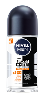 Nivea Men Black & White Invisible Ultimate Impact Deoroller 50ML Nivea Men Black & White Invisible Ultimate Impact Deoroller 50ML