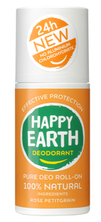 Happy Earth 100% Natural Deo Roll-On Rose Petitgrain 75ML Happy Earth 100% Natural Deo Roll-On Rose Petitgrain 75ML
