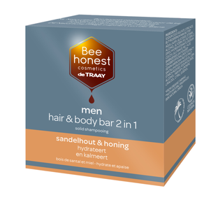 Bee Honest Men Hair & Body Bar 2-in-1 Sandelhout & Honing 80GR Bee Honest Men Hair & Body Bar 2-in-1 Sandelhout & Honing 80GR