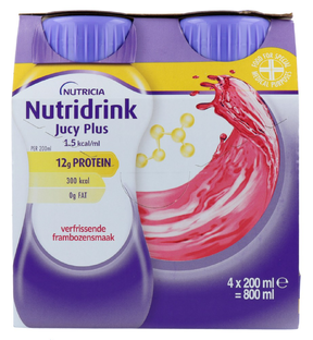 Nutridrink Jucy Plus Verfrissende Framboos 4ST Nutridrink Jucy Plus Verfrissende Framboos 4ST