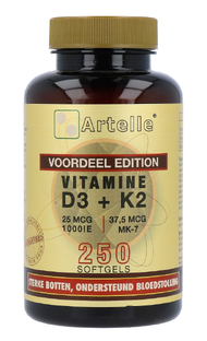 Artelle Vitamine D3 & K2 Softgels 250ST Artelle Vitamine D3 & K2 Softgels 250ST