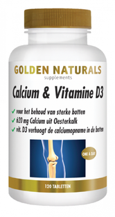 Golden Naturals Calcium & Vitamine D3 Tabletten 120TB Golden Naturals Calcium & Vitamine D3 Tabletten 120TB