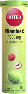 Roter Vitamine C 1000mg Weerstand Lime Lychee Bruistabletten 15ST Roter Vitamine C 1000mg Weerstand Lime Lychee Bruistabletten 15ST