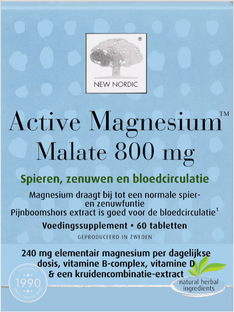 New Nordic Active Magnesium Malate 800mg Tabletten 60TB New Nordic Active Magnesium Malate 800mg Tabletten 60TB