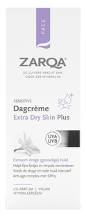 De Online Drogist Zarqa Sensitive Dagcrème Extra-Dry Skin Plus 0% Parfum SPF15 50ML aanbieding