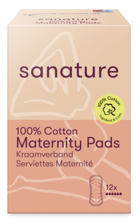 Sanature 100% Cotton Maternity Pads Kraamverband 12ST Sanature 100% Cotton Maternity Pads Kraamverband 12ST