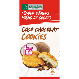 Damhert Minder Suikers Coco Chocolat Cookies 110GR Damhert Minder Suikers Coco Chocolat Cookies 110GR