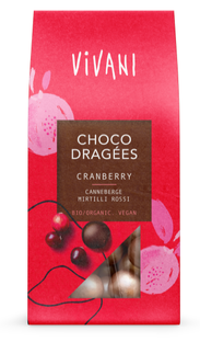Vivani Choco Dragées Cranberry 75GR Vivani Choco Dragées Cranberry 75GR