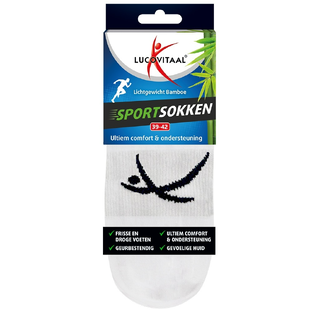 Lucovitaal Sportsokken Bamboe 39-42 Wit 1PR Lucovitaal Sportsokken Bamboe 39-42 Wit 1PR