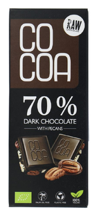 Cocoa 70% Dark Chocolate Pecan Reep 40GR Cocoa 70% Dark Chocolate Pecan Reep 40GR