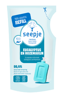 Seepje Handzeep Eucalyptus Rozemarijn Navulling 38GR Seepje Handzeep Eucalyptus Rozemarijn Navulling 38GR
