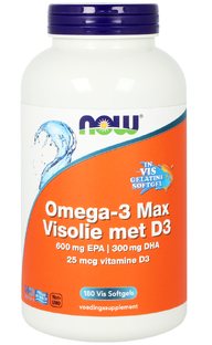 NOW Omega-3 Max Visolie met D3 Softgels 180SG NOW Omega-3 Max Visolie met D3 Softgels 180SG