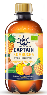The GUTsy Captain Kombucha Pineapple and Peach 400ML 