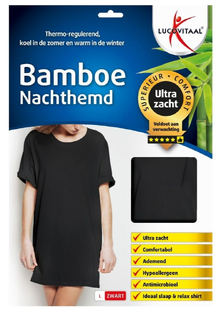 Lucovitaal Bamboe Nachthemd Zwart L 1ST  Lucovitaal Bamboe Nachthemd Zwart L 1ST