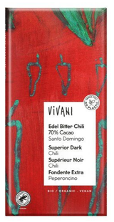 Vivani Edel Bitter Chili 70% Cacao Reep 80GR Vivani Edel Bitter Chili 70% Cacao Reep 80GR